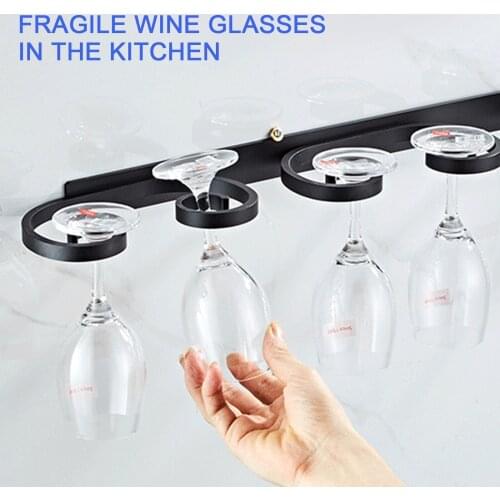 Kitchen Wall-mounted Wine Glass Holder Household Aluminum Alloy Goblet Holder Goblet Holder Bar Inverted Cup Holder Tool