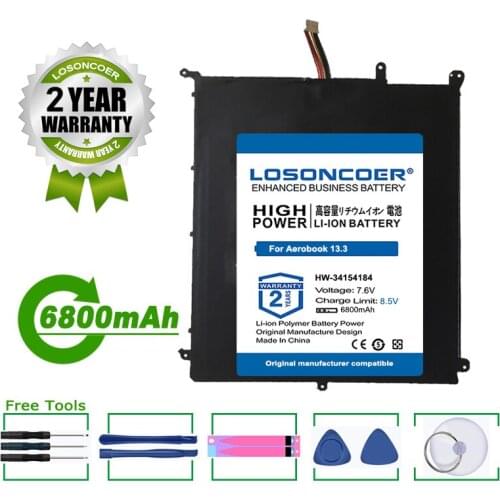 LOSONCOER Battery 6800mAh HW-34154184 34154184P For Chuwi Aerobook G139 CWI547 CWI510 Tablet PC Battery HW-34154184P