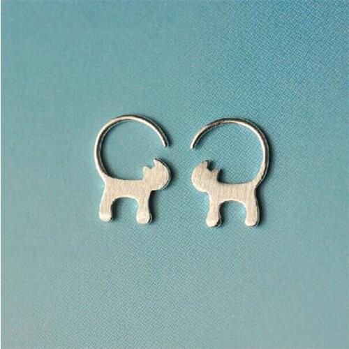 Season Gate 925 Sterling Silver Cute Animals Long Tail Little Cats Fashion Earrings for Women Girls Jewelry Gift SE047