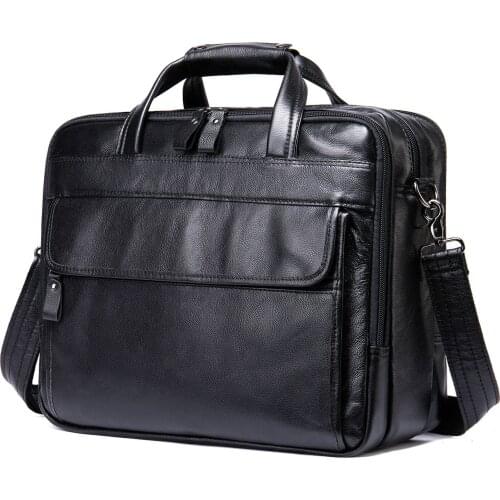 Natural Cowskin Hot Mens Briefcase Genuine Leather Business 15 Inch Laptop Computer File Bag Shoulder Messenger Bags