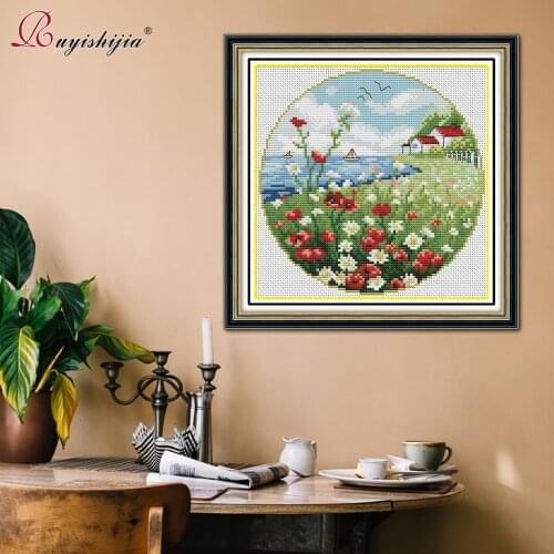 RUYISHIJIA Cross Stitch Kits Handmade Needlework Cartoon Paintings Counted DIY Kids Embroidery Cross-Stitch New Arrival