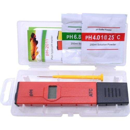 NEW Metal Probe Digital Red PH Test Pen Portable pH Meter Water Quality Analyzer PH Tester With Box