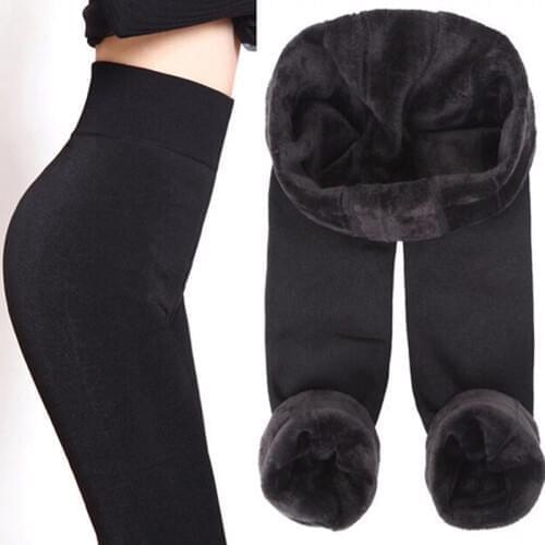 NORMOV Solid Thick Women Leggings Winter Velvet High Waist Elastic Push Up Polyester Leggin Skinny Plus Size Leggings