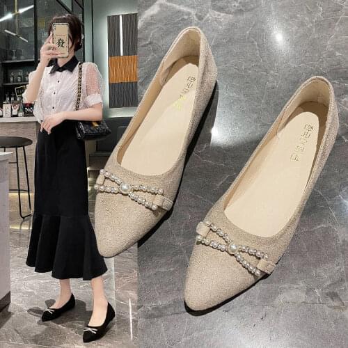 Pointed Flat Shoes Womens Autumn and Summer 2021 New Style All-match Shallow Mouth Four Seasons Elegant Womens Shoes