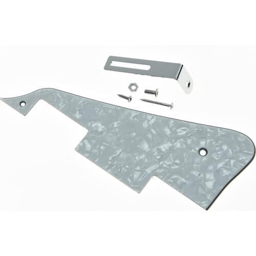 LP Pickguard Scratch Plate White Pearl with Chrome Bracket