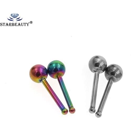 Mix Color 0.8x7mm Nose stud Stainless Steel Multicolor Ball Small Nose Rings Nose Studs Hooks Body Piercing