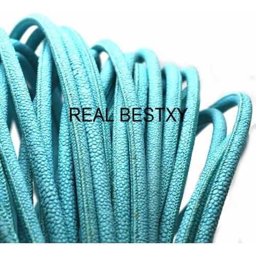 REAL BESTXY 1m/lot 6mm teal color Round Stingray Leather Cord For BraceleAt making Artificial stingray leather straps NECKLACE