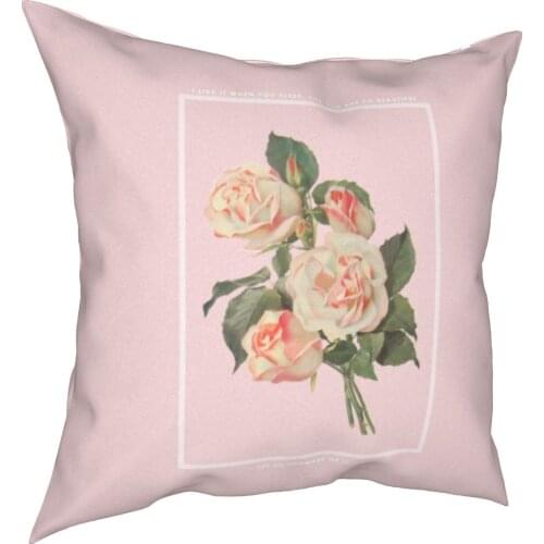 Pink Flower Pillow Case Plants Plams Tropical Modern Nordic Cushion Cover Creative Zipper Decorative Pillowcase for Sofa 40*40cm