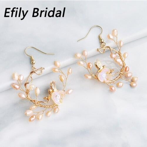 Efily Handmade Freshwater Pearl Earrings for Women Accessories Fashion Gold Drop Earring Party Prom Jewelry Bridesmaid Gifts