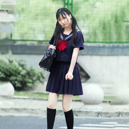 College Style School Uniform Short Sleeve Shirt Pleated Skirt Sets Sailor Costumes Korean Japanese Girls Student Uniforms