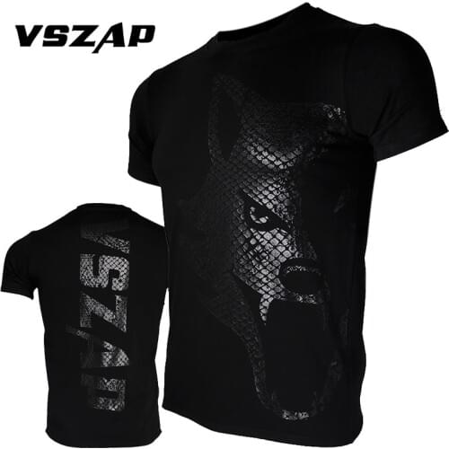 VSZAP MMA Sports Jersey Muay Thai Fitness Elasticity Tights Gym Tee Shirt Fighting Clothes Fighting T Shirt Men Homme S-4XL