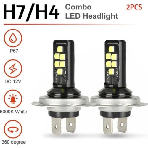 H4 H7 LED Car Light 12V 6000K White Car Auto Headlight Fast Cooling Combo LED Headlight Kit Bulbs Car Light Lamp Accessories