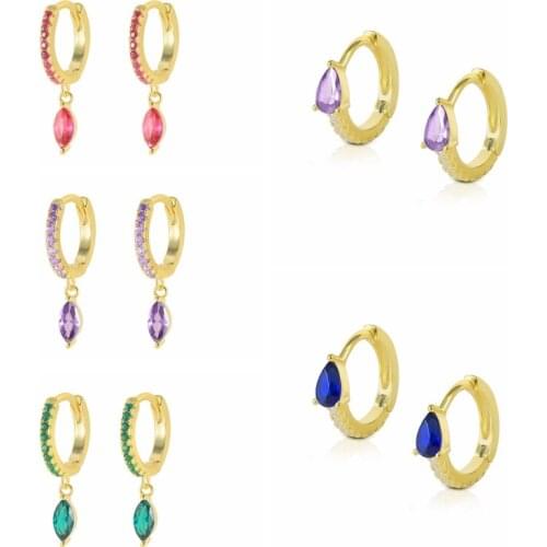 AIDE 2021 Trend 925 Sterling Silver Piercing Hoop Earrings Crystal Huggie Earring Aretes Jewelry for Woman Pendiente Bijoux Gift