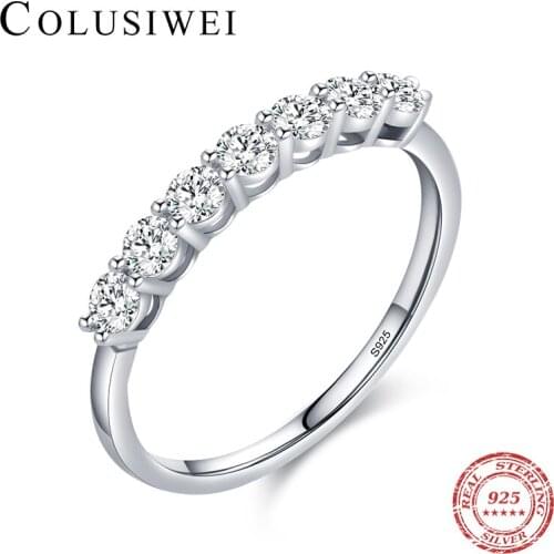 Colusiwei Authentic 925 Sterling Silver Luxury Sparkling Zircon Halo Ring for Women Wedding Engagement Jewelry Finger Ring