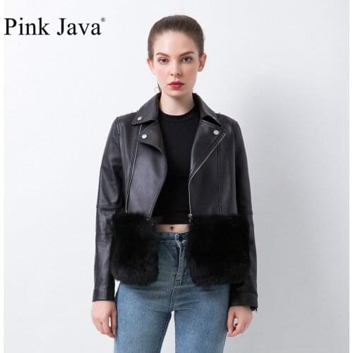 Pink Java QC20026 free shipping new arrival women real leather coat natural sheep skin jacket