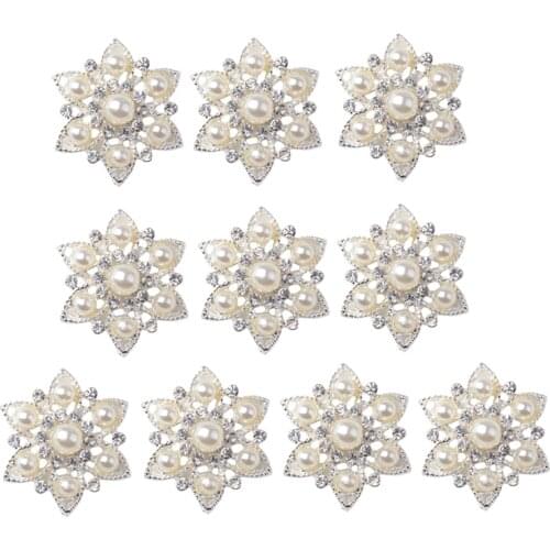 10Pcs Crystal Rhinestone Button Pearl Flower Flatback Embellishment Sewing Craft