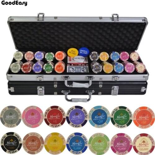 100-500PCS/Set New Casino Texas Hold'em Wheat Double Color Chips With Trim Sticker Poker Chip Set with Aluminum Box Free Gift