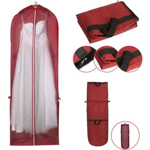 150x60cm Non-Woven Fabric Wedding Dress Dust Cover Zipper Closure Bride Gown Storage Bag Foldable Garment Clothes Case Protector