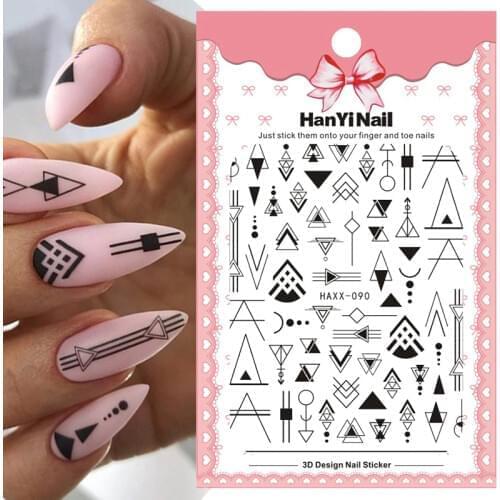 3D Nail Stickers Mixed Floral Geometric Nail Art Adhensive Transfer Decals Flowers Tattoos Sliders Manicuring Decoration Tip