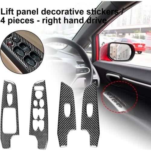 4Pcs Carbon Fiber Window Lift Control Switch Panel Stickers for Honda Civic 8th 2006-2011 Right Hand Drive