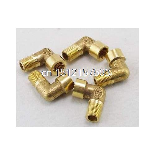 5PCS 1/4" BSPP Connection Elbow Female-Male Pipe Brass Adapter Coupler Connector