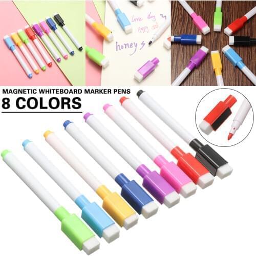 8Pcs White Board Markers Erasable Colorful Magnetic Whiteboard Markers Childrens Graffiti Drawing Markers Pen School Sationery