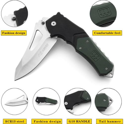 9'' Tactical 8CR13MOV Steel Folding Knife Pocket Knife Colorful Steel Knives for Self-Defense Survival Climbing Riding Camping