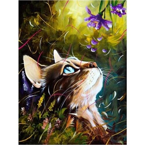 Diy 5d Full Diamond Embroidery Animal Diamond Painting Morning Glory Cat Handmade Mosaic Decoration Painting Hobby Gift