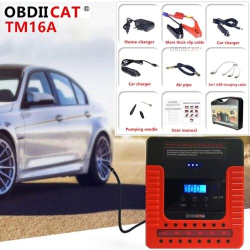 Auto Emergency Car Jump Starter TM16A Digital Display Air Pump Petrol/Diesel Power Mobile Car battery Rechargeable Power Bank
