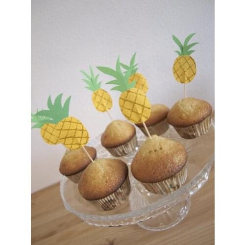 Glitter Pineapple cupcake toppers tropical wedding birthday bridal baby shower Party food treat picks decorations