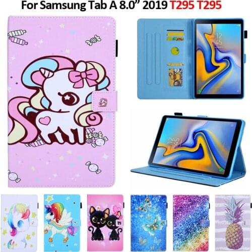 Case For Samsung Tab A 8.0 2019 SM-T290 SM-T295 Case Paint Cat Unicorn Folding Stand Cover Funda For Galaxy Tab A 8.0 2019 Case