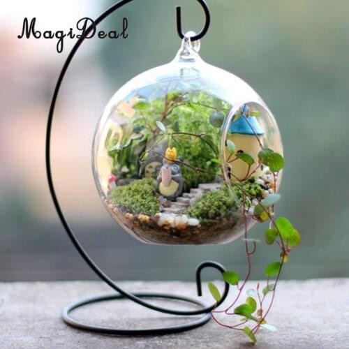 MagiDeal 9inches Black Iron Hanging Plant Stand Holder for Landscaping Garden Decor Embellishment