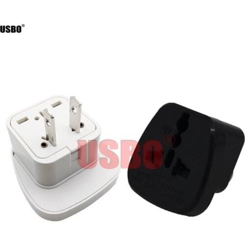 Black white 10A 250V US UK AU EU to USA Japan Thailand Canada universal travel adapter plug socket convertor with safety door