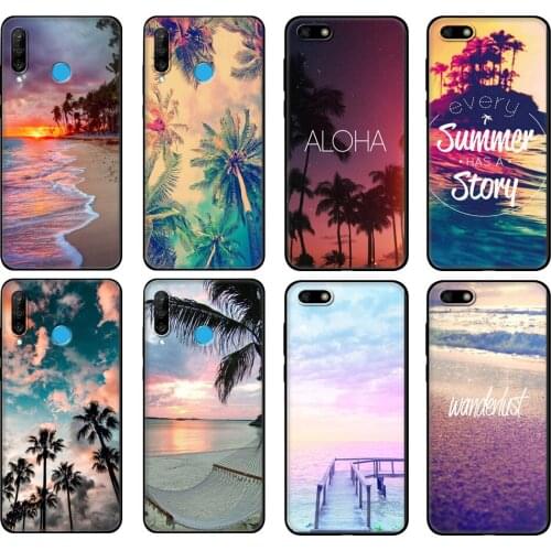 Black tpu Case For Huawei Honor 20 Lite 10 10i 20S 30S 30 Case Honor 7A 5.45 7s 7C 5.7 Case Cover Dusk beach
