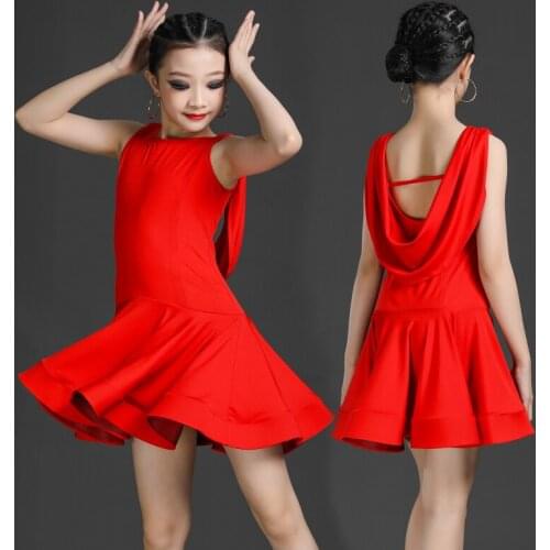 Children Latin Dance Dress Girls Summer Sleeveless Professional Competition Performance Training Costumes Siamese Dance Costume