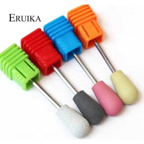 ERUIKA 4pc/set 10*18mm Silicon Rubber Nail Drills Bits Nail Buffer Big Round Head Nail Polishing Cutters for Manicure Tools