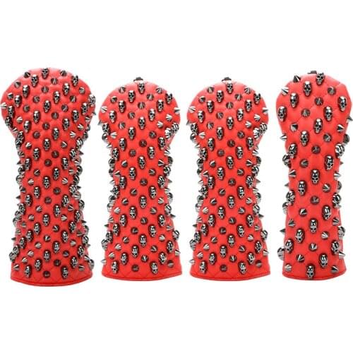 Golf Club #1 #3 #5 Golf Headcovers Skull Rivet Driver Fairway Woods putter cover PU Leather Head Covers Golf set Protector