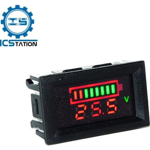 Car Battery Charge Level Indicator 12V Lead-Acid Lithium Battery Capacity Meter Dual Red LED Display Voltmeter Charge Tester