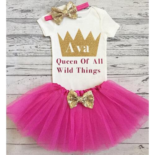 Custom where the wild thing are birthday bodysuit onepiece cake mesh tutu romper Outfit Set baby shower party favors
