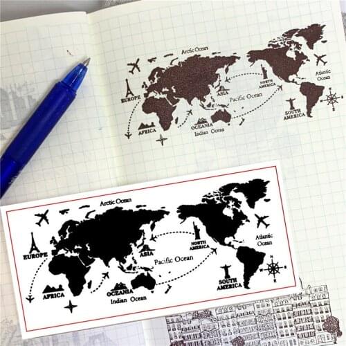World Aviation Map Clear Stamps For DIY Scrapbooking/Decorative Craft Supplies Bullet Journal Rubber Stamp Sentiment Card Making