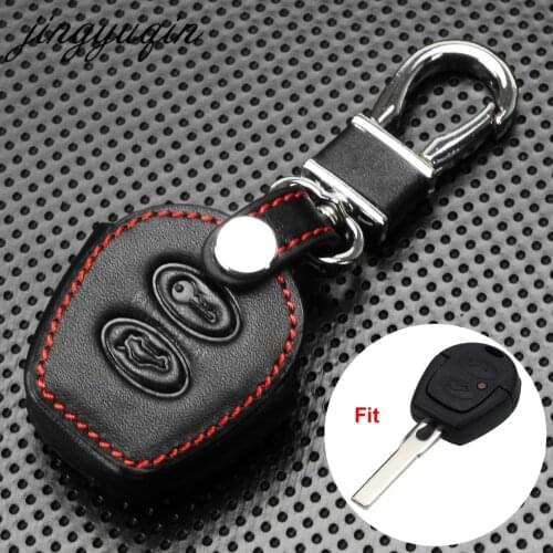 Jingyuqin Leather Remote Car Key Cover Case For VW Polo Golf Jetta Sharan Seat Ibiza Leon Toledo Mii Altea SKODA FABIA OCTAVIA