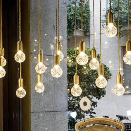 Creative lighting chandelier 5W hotel lobby cafe bar restaurant single head chandelier carved glass art chandelier