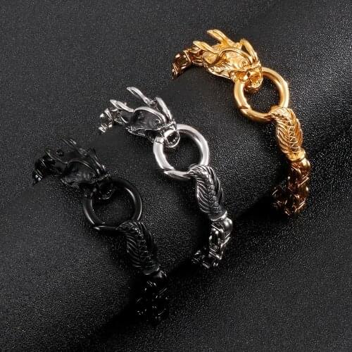 6mm King Chain Dragon Bracelet Men Stainless Steel Animal Jewelry