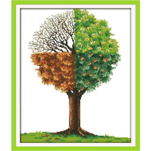 Four Seasons Tree Cross stitch kits Embroidery needlework sets landscape DIY 14CT printing patterns counting canvas cross stitch