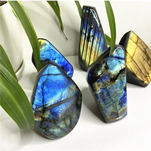 Natural Crystal Labradorite Raw Gemstone Ornament Polished Quartz Healing Mineral Specimen Home Decoration Gift