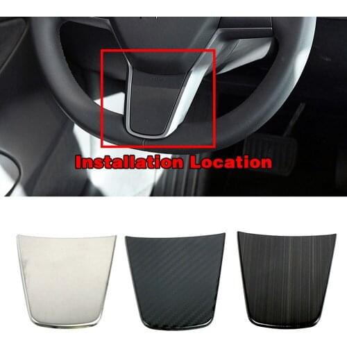 For Tesla Model 3 Steering Wheel Low Part Sticker Cover Trim Stainless Steel Car Interior Accessories