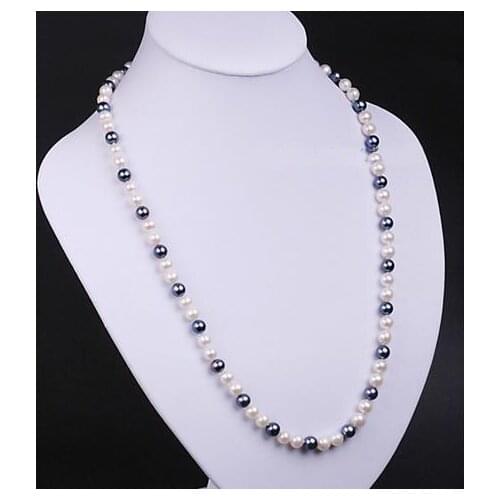New Favorite Pearl Necklace AA 7-8mm White Black Culturued Freshwater Pearl Fine Jewelry Charming Birthday Party Lady Gift