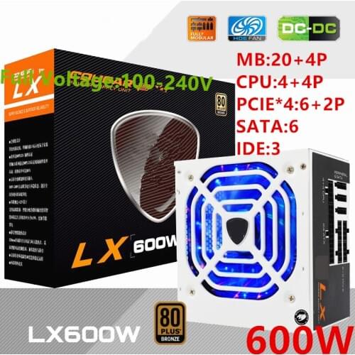 New PSU For Cougar Brand Full Modular 80plus Bronze Silent Power Supply for Video Games 600W Power Supply LX600