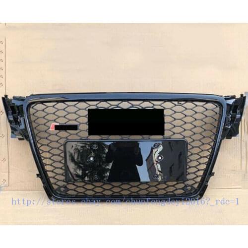Front charms mesh honeycomb grill gloss black cover for audi a4 / s4 b8 2009 2010 2011 2012 for rs4 style car accessories