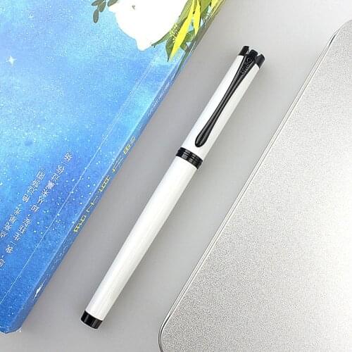 New white Metal Fountain Pen Extra Fine 0.38mm Nib black Clip Elegant Excellent Business Office Gift Pen